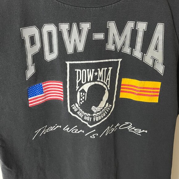 1992 Pow Mia T Shirt Vintage 90s Medium M Adult Black Graphic Tee - Picture 15 of 15